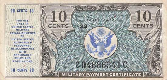 USA MPC Series 472 p.M16 10 Cents 1948 VF